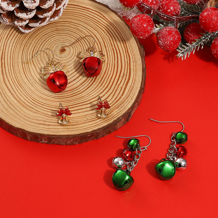 Wholesale Earrings Alloy Creative Christmas Red and Green Bells 3 Pairs Set JDC-ES-A541