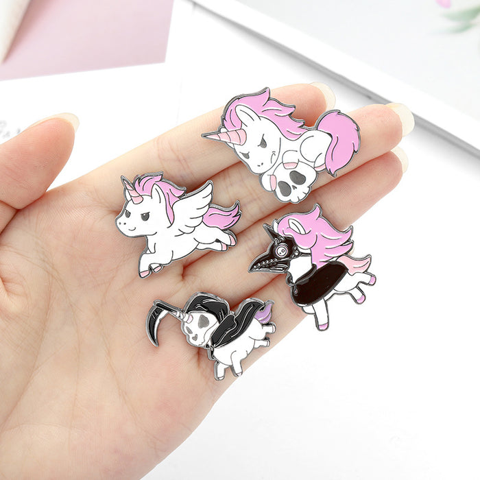 Wholesale cartoon alloy paint high-grade brooch pink skull JDC-BC-ZhuoB002