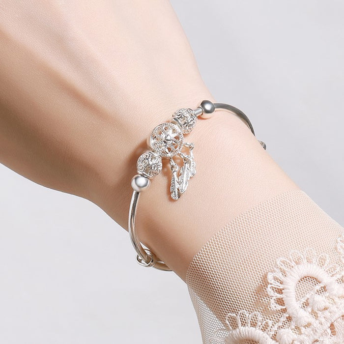 Wholesale Dreamcatcher Eco-Friendly Copper Silver Plated Bracelet JDC-BT-JSH001