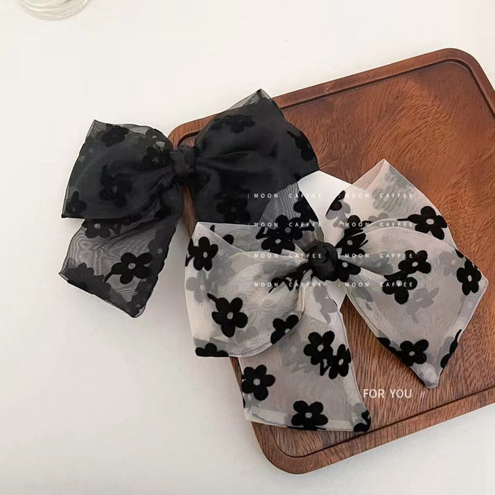 Wholesale Diamond Floral Print Organza Bow Hair Clip JDC-HC-DiShuo005