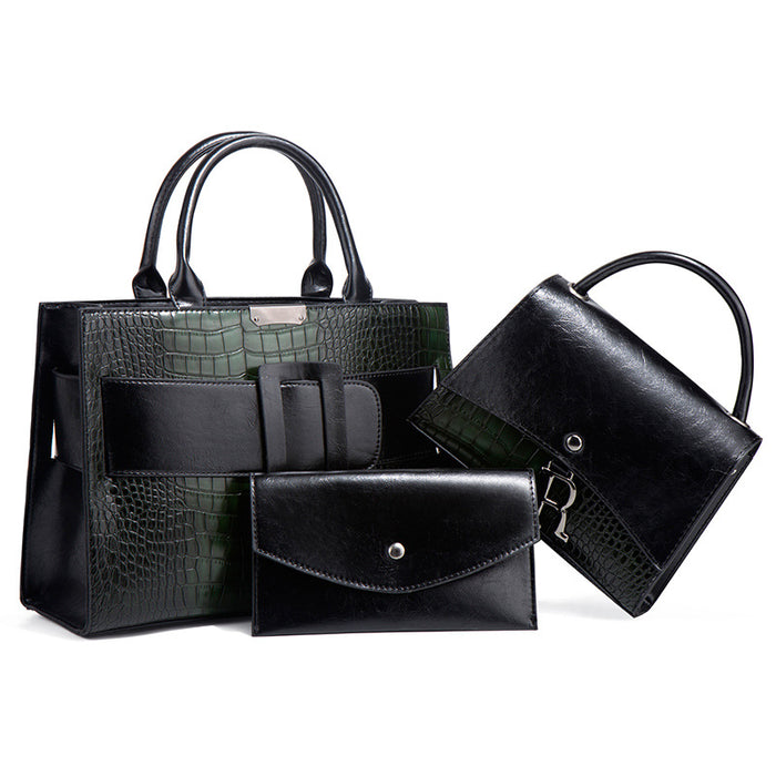 Wholesale Handbag PU Crocodile Pattern Square Buckle Small Bag 3 Piece Set JDC-HB-Anmo001