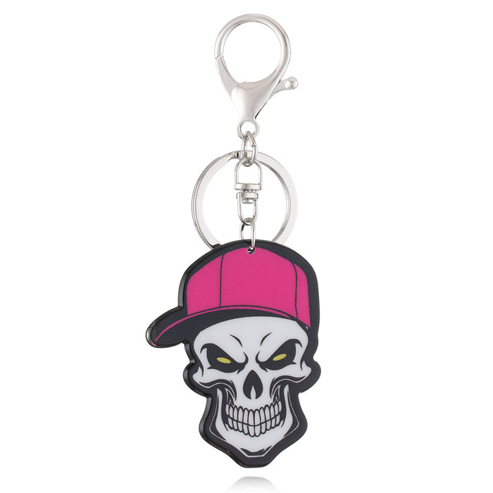 Jewelry WholesaleWholesale Acrylic Skull Metal Plate Keychain MOQ≥6 JDC-KC-SNi001 Keychains 桑霓 %variant_option1% %variant_option2% %variant_option3%  Factory Price JoyasDeChina Joyas De China