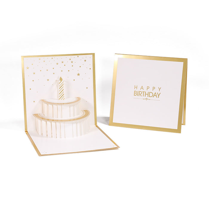 Wholesale Greeting Cards Birthday Greeting Cards Bronzing Cake Handmade Three-dimensional Hollow JDC-GC-LiD004