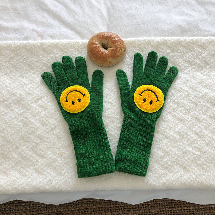 Wholesale Gloves Knitted Wool Warm Cute Smiley Touch Screen Gloves MOQ≥2 JDC-GS-MinZ003