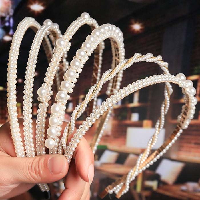 Jewelry WholesaleWholesale Pearl Rhinestone Hair Band JDC-HD-XinR007 Headband 新柔 %variant_option1% %variant_option2% %variant_option3%  Factory Price JoyasDeChina Joyas De China