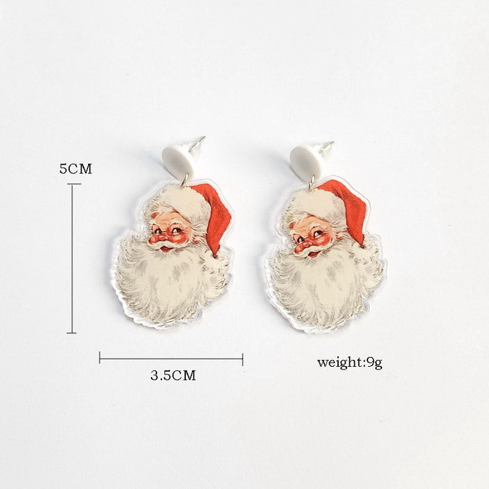 Wholesale Earrings Acrylic Mirror Christmas Elf Fawn Santa Claus JDC-ES-Xuep070