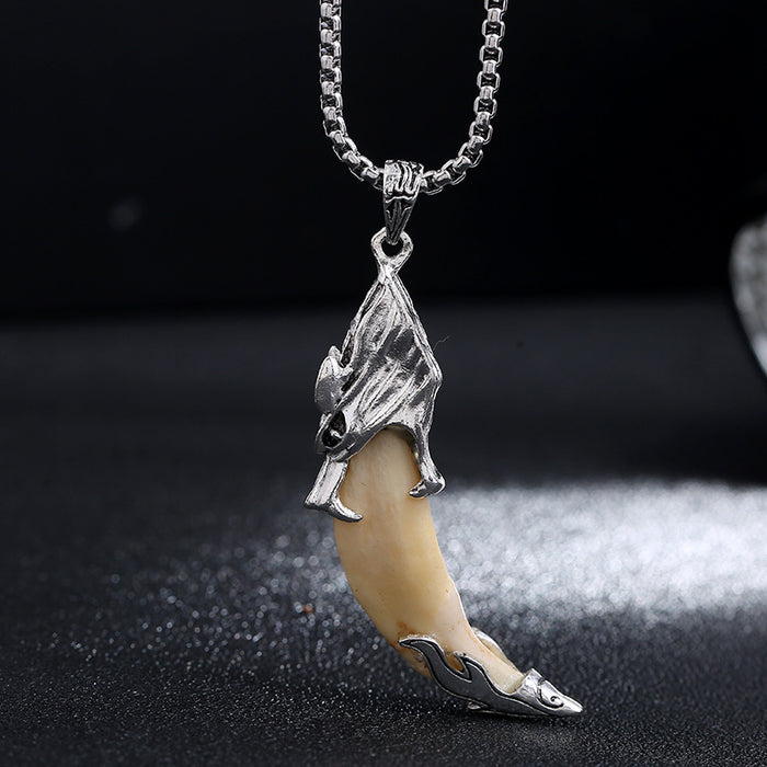 Wholesale Wolf Tooth Pendant Titanium Steel Necklace JDC-NE-Luox001