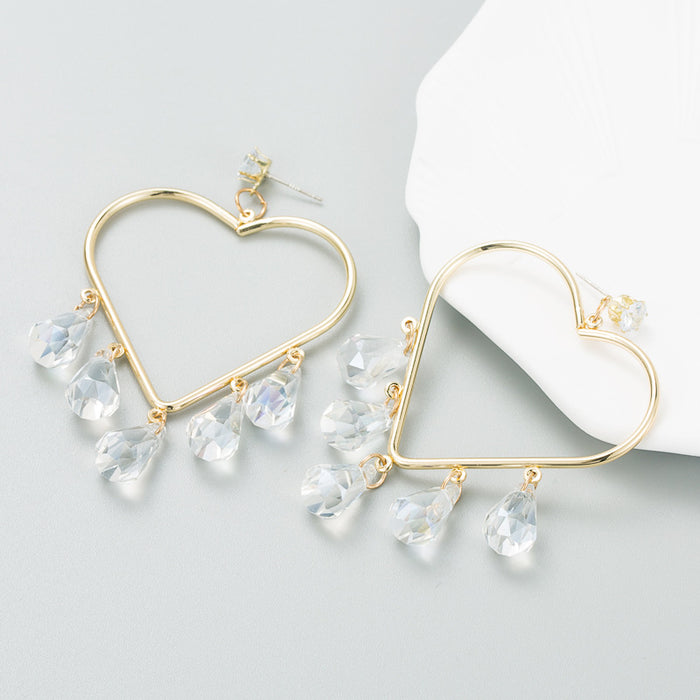 Wholesale Personalized Heart Shaped Alloy Tassel Earrings JDC-ES-hemin034