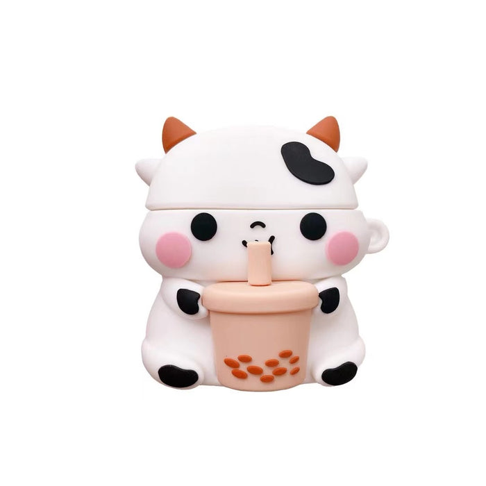 Wholesale Headphone Case Silicone Cute Milk Tea Cow Protective Cover JDC-EPC-YQB004