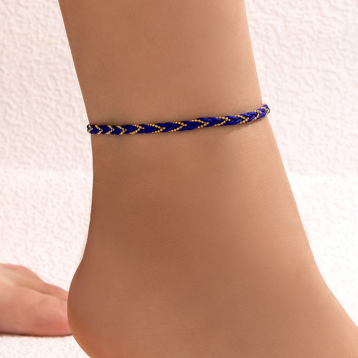 Wholesale Ethnic Wind Braided Twist Color Cord Anklets Single MOQ≥2 JDC-AS-MoM001
