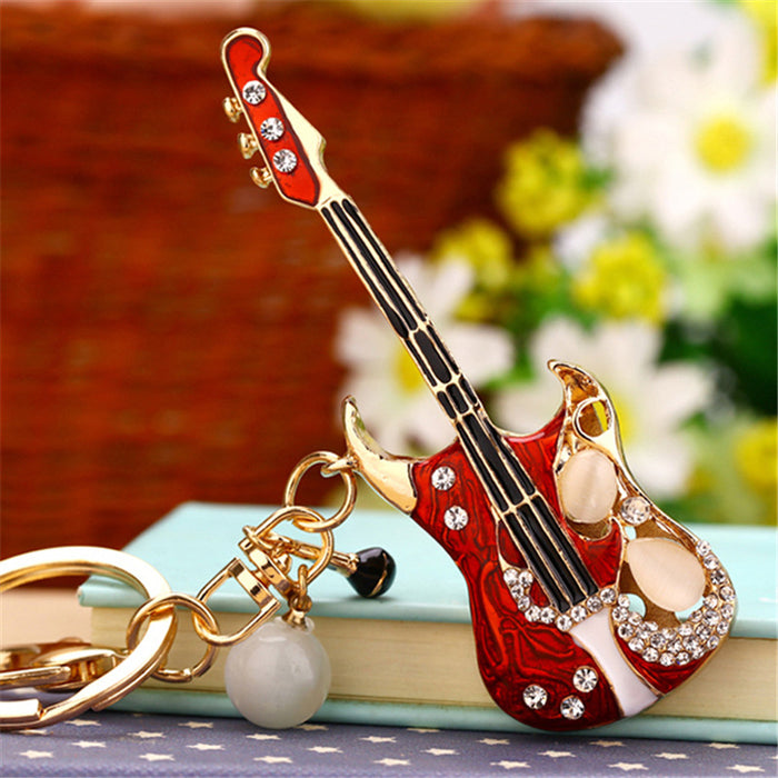 Wholesale Zinc Alloy Guitar Rhinestone Keychain JDC-KC-RYuan003