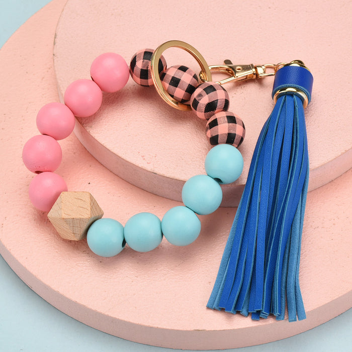 Wholesale Tassel Wood Beads Fashion Beads Bracelet Keychain JDC-KC-YPin012