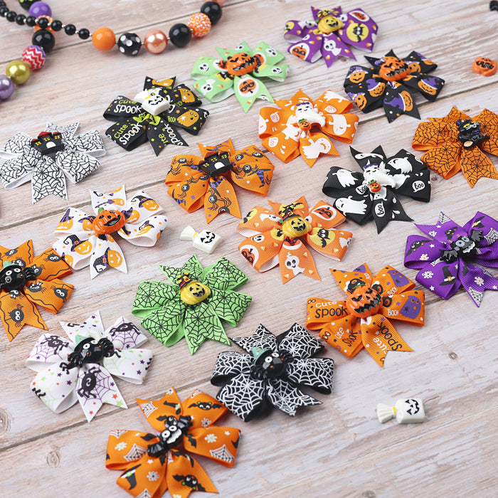 Wholesale Children's Hair Clip Halloween Bat Bow Pumpkin Head JDC-HC-qiun007