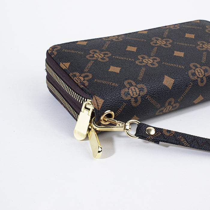 Wholesale Wallet PU Simple Letter Flower Print Zipper Mobile Phone Bag (F) JDC-WT-Fanju007