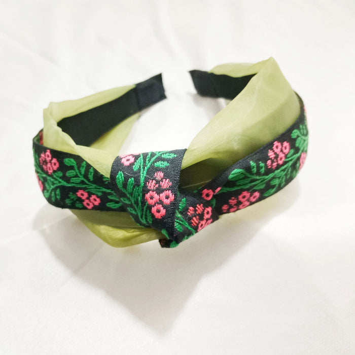 Wholesale Breathable Flower Lace Webbing With Knotted Wide Headband JDC-HD-AIH006