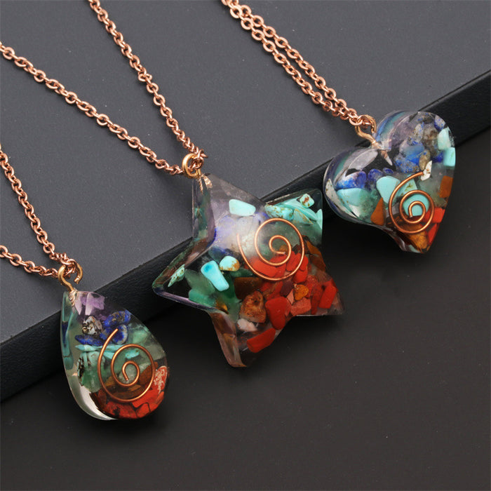 Jewelry WholesaleWholesale Chakra Love Water Drop Pentagram Stainless Steel Chain Stone Necklace MOQ≥2 JDC-NE-ChanX007 Necklaces 昌鑫 %variant_option1% %variant_option2% %variant_option3%  Factory Price JoyasDeChina Joyas De China