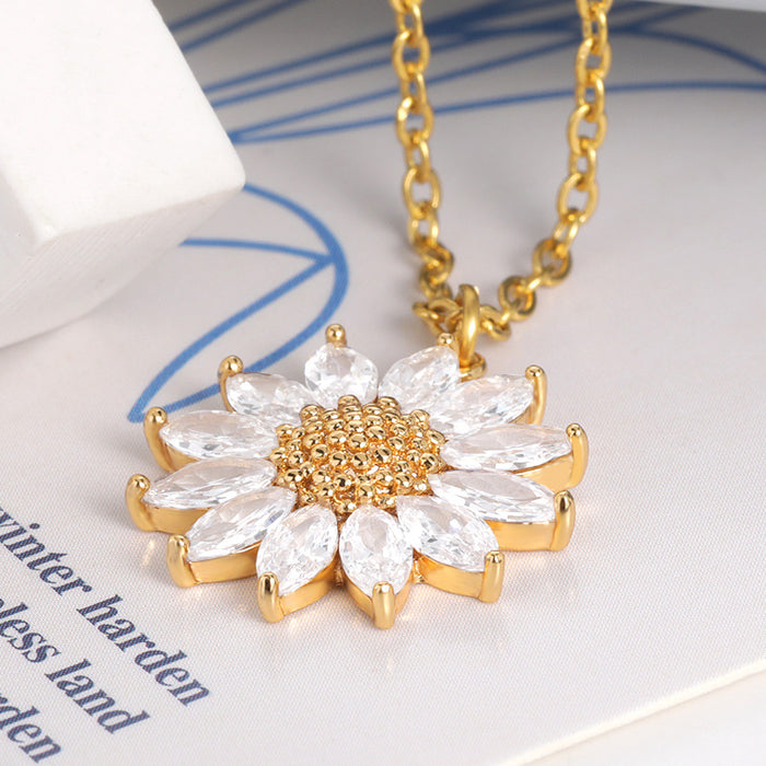 Jewelry WholesaleWholesale Sunflower Diamond Zircon Sunflower Clavicle Necklace JDC-NE-MJ009 Necklaces 萌葭 %variant_option1% %variant_option2% %variant_option3%  Factory Price JoyasDeChina Joyas De China