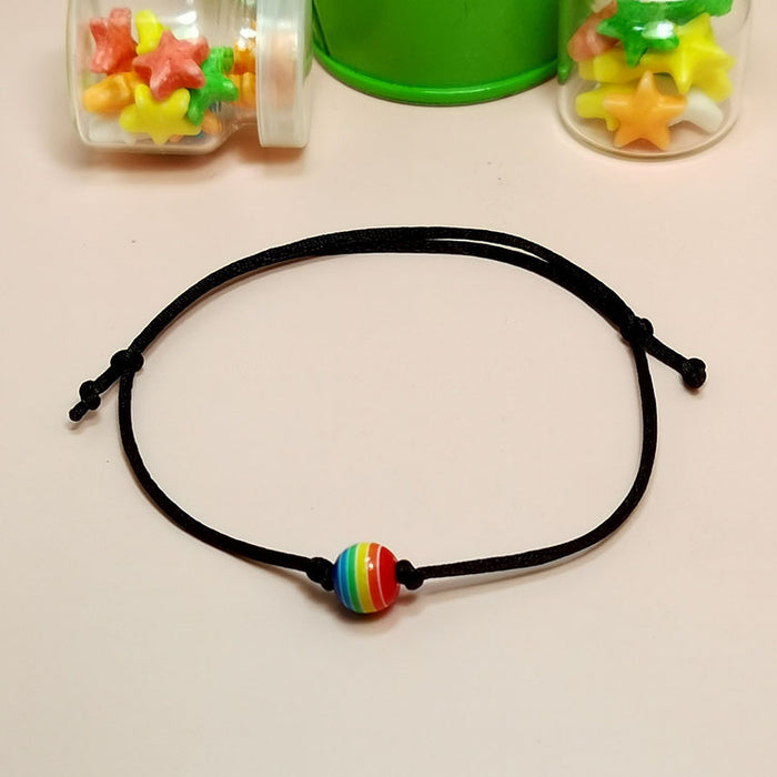 Wholesale colorful beads friendship braided same sex rainbow lgbt bracelet MOQ≥2 JDC-BT-HaoL011