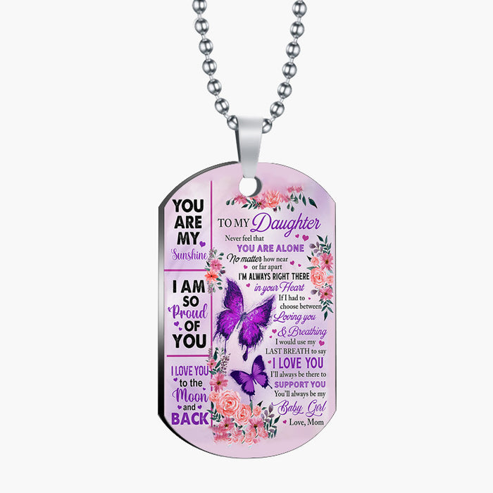 Wholesale To My Daughter Butterfly Stainless Steel Necklace Keychain MOQ≥2 JDC-KC-HuH003