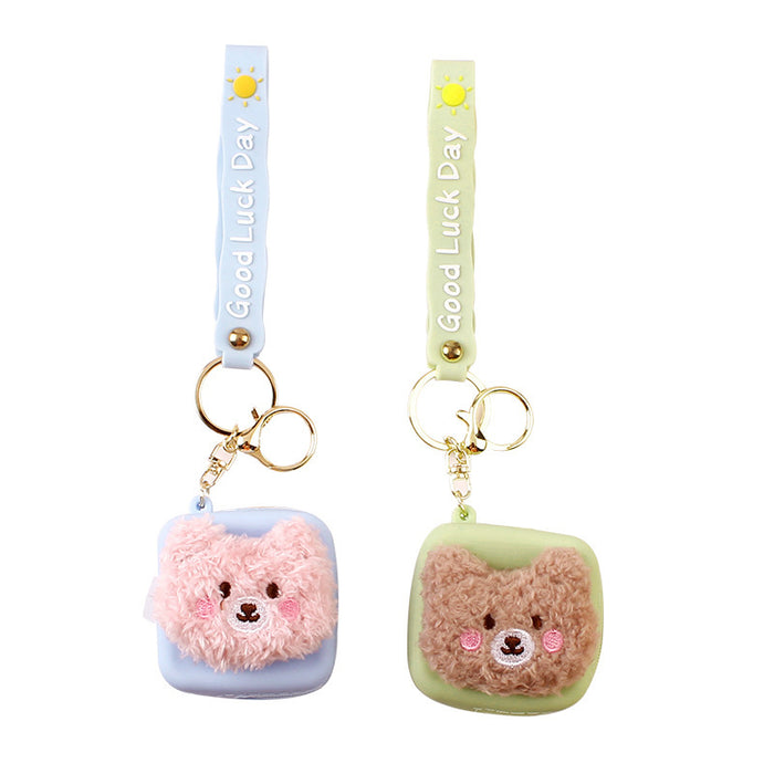 Wholesale Cartoon Bear Plush Bluetooth Headphone Bag Mini Silicone Coin Purse Keychain JDC-KC-LEn002