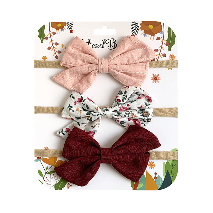 Wholesale Headband Cotton Linen Baby Soft Elastic Bow MOQ≥10 JDC-HD-AMSR004