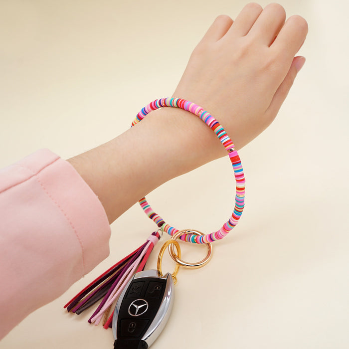Wholesale Clay Tassel Beaded Wrist Keychain JDC-KC-YXZ001
