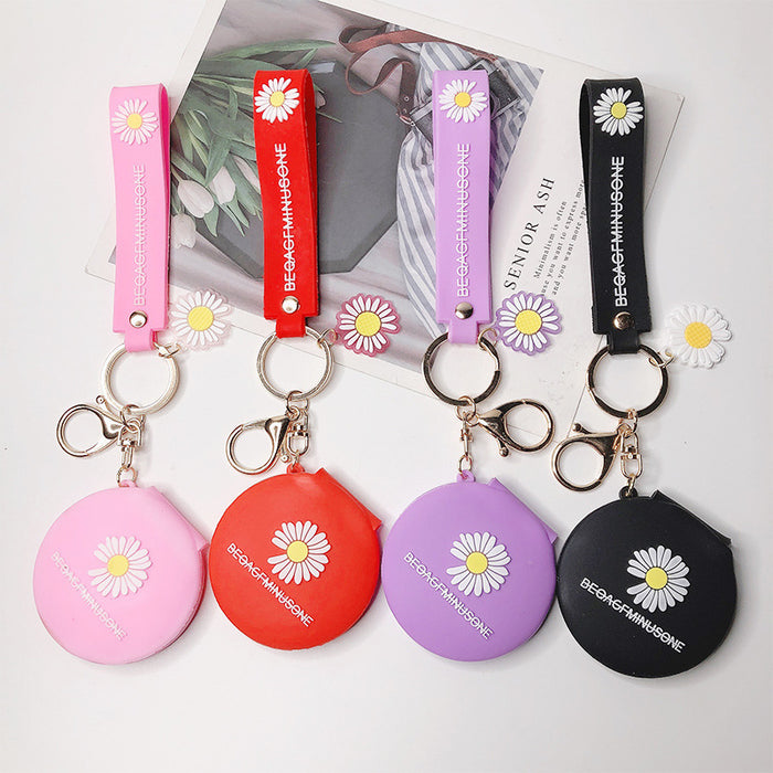 Jewelry WholesaleWholesale Small Daisy Makeup Mirror Silicone Keychain JDC-KC-FeiRun019 Keychains 飞润 %variant_option1% %variant_option2% %variant_option3%  Factory Price JoyasDeChina Joyas De China