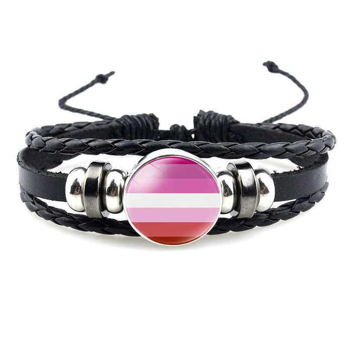 Wholesale LGBT Gay Pride theme gem bracelet handmade beads JDC-BT-HanM002