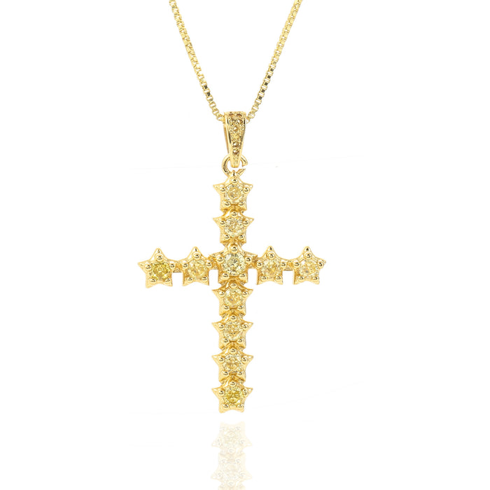 Wholesale Brass Zircon Star Cross Necklace MOQ≥2 JDC-NE-JingY002