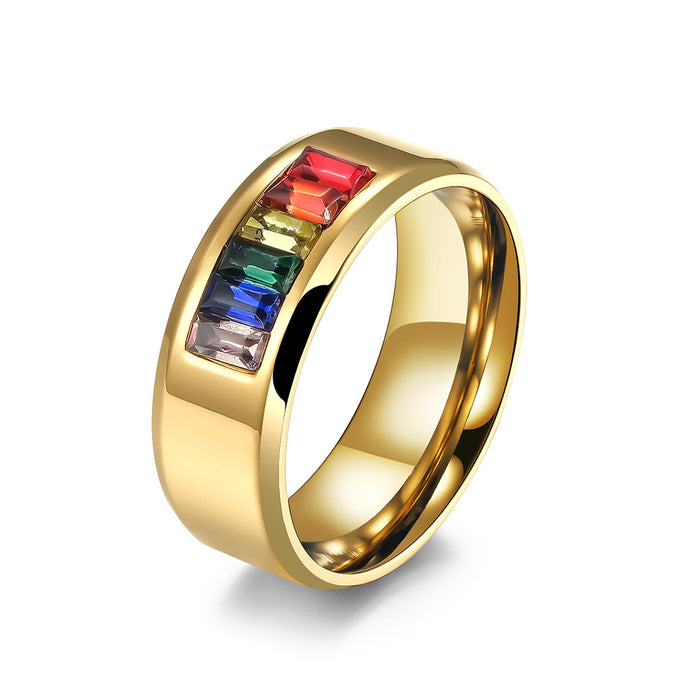 Jewelry WholesaleWholesale titanium steel gay rainbow ring JDC-RS-QianF016 Rings 千风 %variant_option1% %variant_option2% %variant_option3%  Factory Price JoyasDeChina Joyas De China