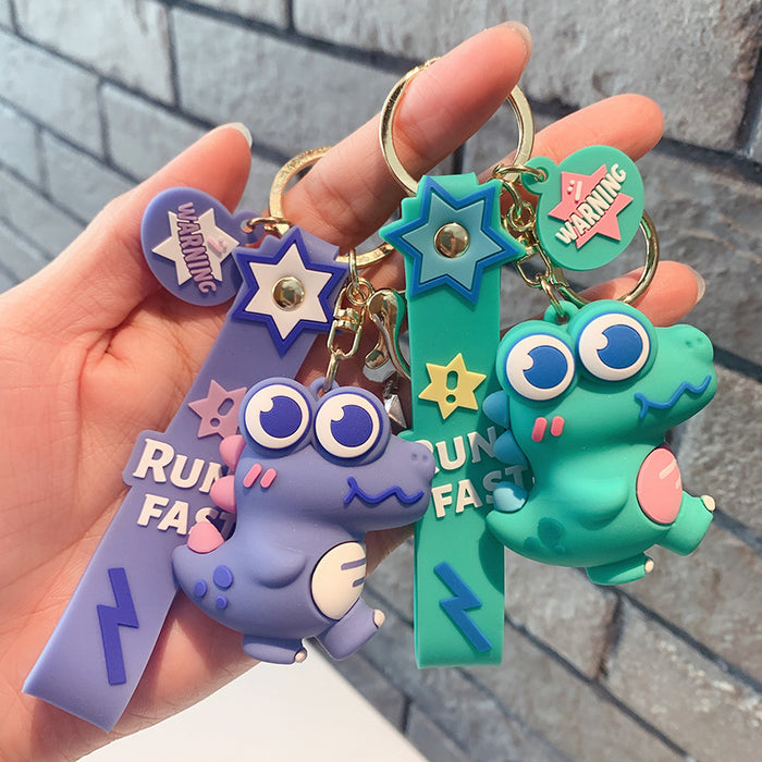 Wholesale Keychains For Backpacks Cartoon PVC Big Eyes Dinosaur Cute Keychain JDC-KC-OShi019