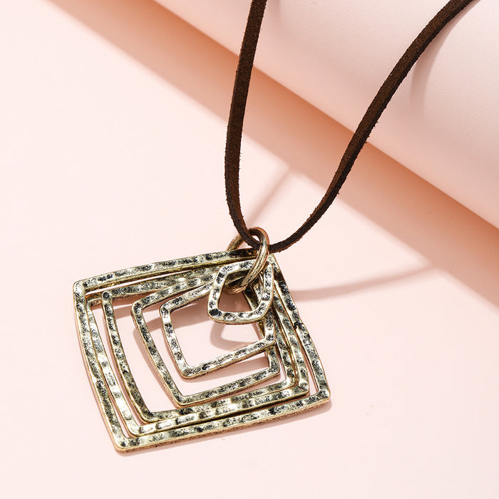 Wholesale Geometric Irregular Square Sweater Chain Necklace JDC-NE-JiuL001