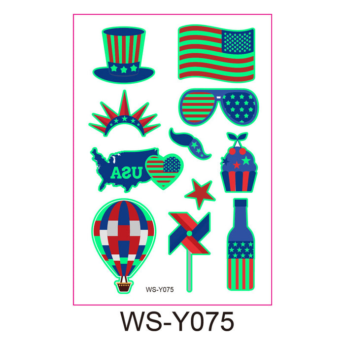 Wholesale 4th of July Luminous Independence Day Tattoo Stickers JDC-ST-XLM001