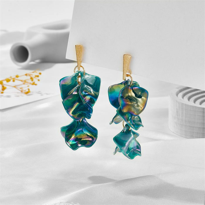 Wholesale Acrylic Exaggerated Petal Leaf Earrings MOQ≥2 JDC-ES-jufa005