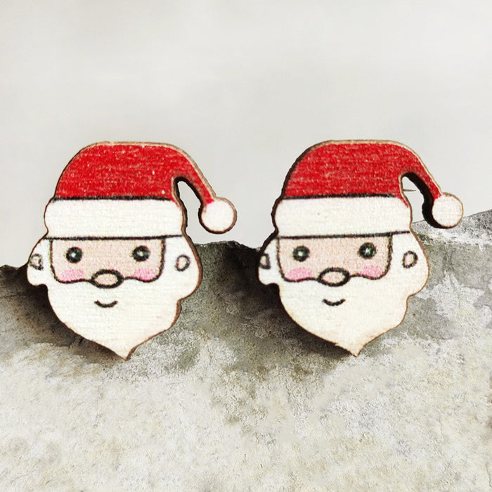 Wholesale Earrings Wooden Christmas Tree Candy Gift Box Lights Santa Claus 2 Pairs JDC-ES-Heyi060