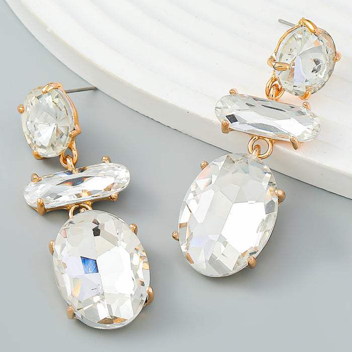 Wholesale Multilayer Geometric Earrings Alloy Glass Drill JDC-ES-JL1093