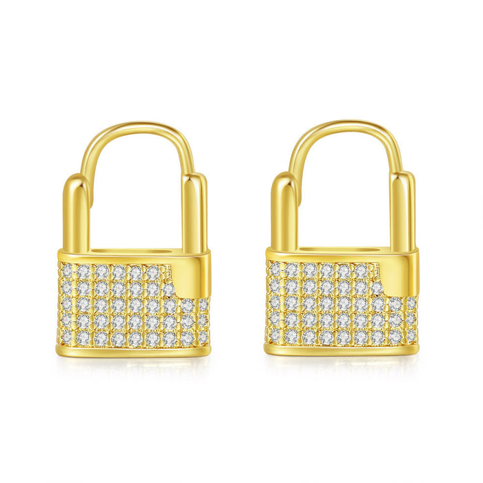 Jewelry WholesaleWholesale full diamond small lock earrings JDC-ES-ZY004 Piercing 佐伊凯丽 %variant_option1% %variant_option2% %variant_option3%  Factory Price JoyasDeChina Joyas De China