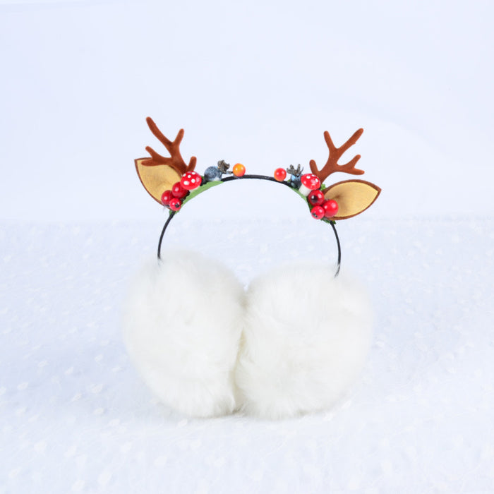 Wholesale Earmuffs Plush Warm Christmas Antler Berry JDC-EF-QingH001