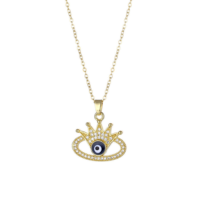 Wholesale Necklace Stainless Steel Diamond Zircon Devil Eye JDC-NE-QR002