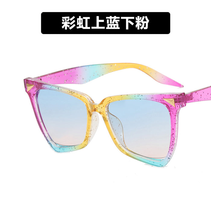 Wholesale Sunglasses Resin Rainbow Cat Eye Irregular JDC-SG-KD185