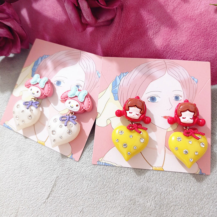 Wholesale Earrings Resin Cute Cartoon Rhinestone Love (S) JDC-ES-Xingj021