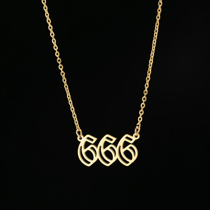 Wholesale retro double -layer hollow pendant stainless steel lucky necklace JDC-NE-GSJS004