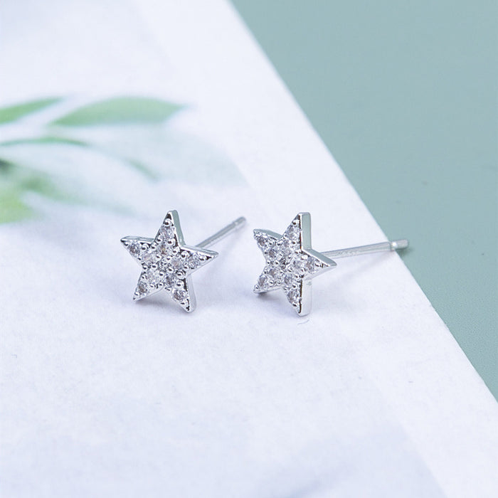 Wholesale Silver Diamond Zircon Geometric Stud Earrings Ins Temperament JDC-ES-CM019