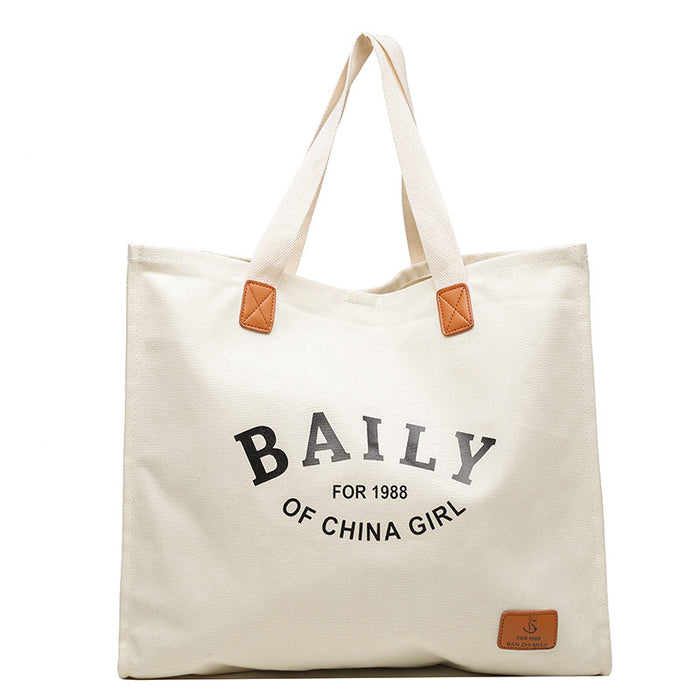 Wholesale Handbag Canvas Print Painted Letters Large Capacity Shoulder Tote Bag JDC-HB-Wana003