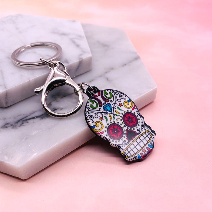 Wholesale Acrylic Flower Skull Plastic Keychain JDC-KC-LYan002