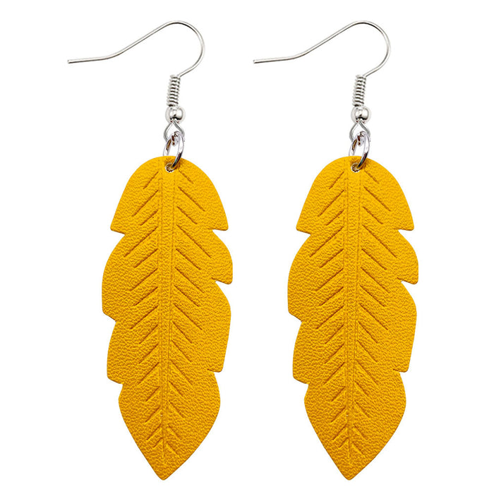 Jewelry WholesaleWholesale Leaf Color PU Leather Earrings MOQ≥2 JDC-ES-Chengy018 Earrings Chengy %variant_option1% %variant_option2% %variant_option3%  Factory Price JoyasDeChina Joyas De China