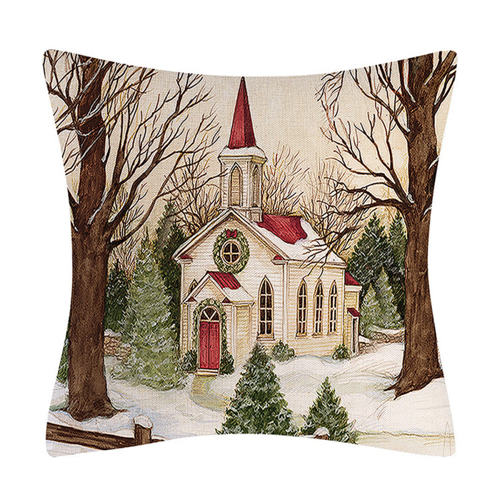 Wholesale Pillowcase Christmas Pillowcase Linen Christmas Landscape JDC-PW-Mengde003