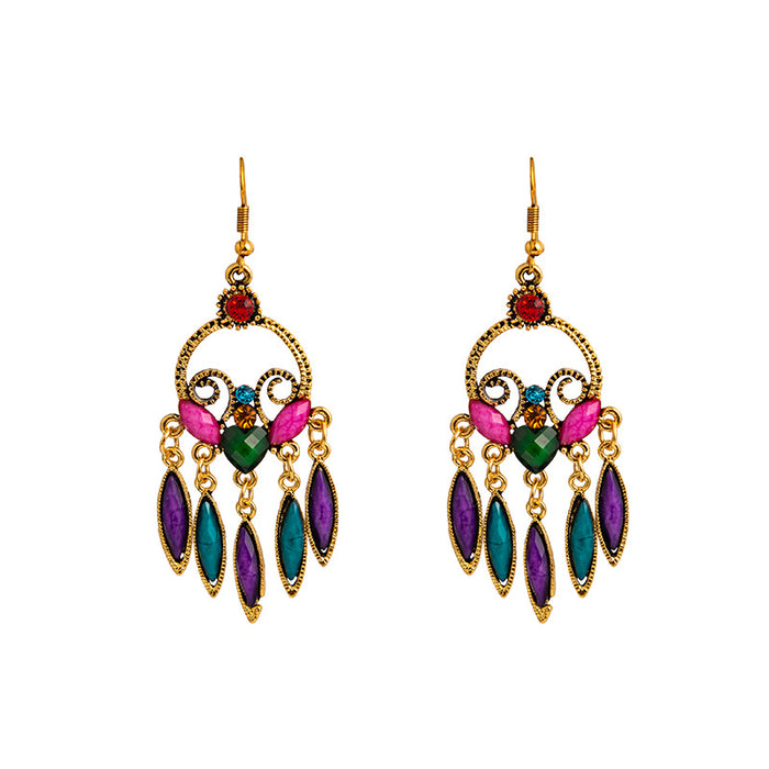 Wholesale Colorful Boho Tassel Super Fairy Crystal Earrings JDC-ES-Mdd031