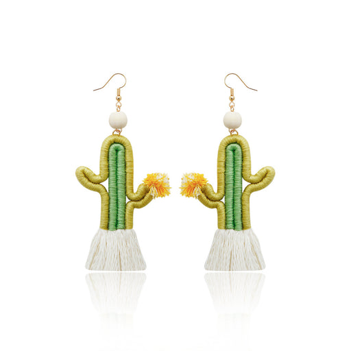 Jewelry WholesaleWholesale Boho Tassel Cactus Cotton Thread Copper Earrings JDC-ES-GSJM089 Earrings 杰米 %variant_option1% %variant_option2% %variant_option3%  Factory Price JoyasDeChina Joyas De China