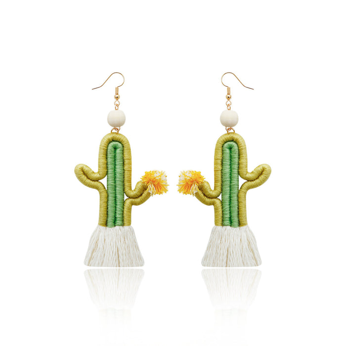 Jewelry WholesaleWholesale Boho Tassel Cactus Cotton Thread Copper Earrings JDC-ES-GSJM089 Earrings 杰米 %variant_option1% %variant_option2% %variant_option3%  Factory Price JoyasDeChina Joyas De China